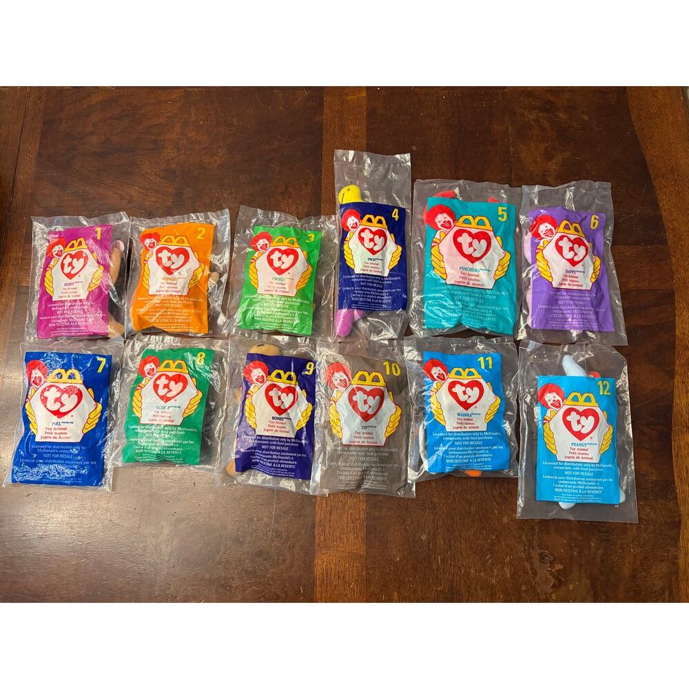 Vintage 1998 McDonald’s Ty Teenie Beanie Babies Complete Set of 12 MIP
